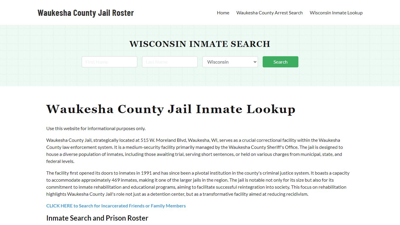 Waukesha County Jail Roster Lookup, WI, Inmate Search