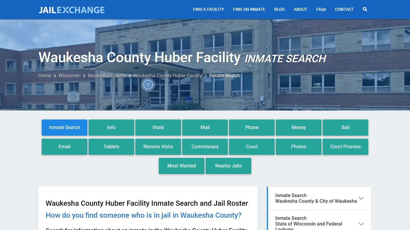 Waukesha County Huber Facility Inmate Search - Jail Exchange